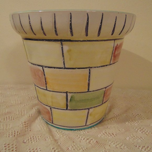 Vintage Ceramic Planter Pot, Glazed Shiny Surface, From Italy, 5.5 inches tall - Picture 3 of 6